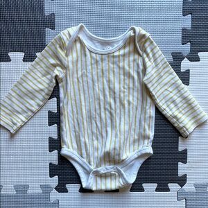 EUC Pehr Yellow Striped Baby Onesie 6-12M